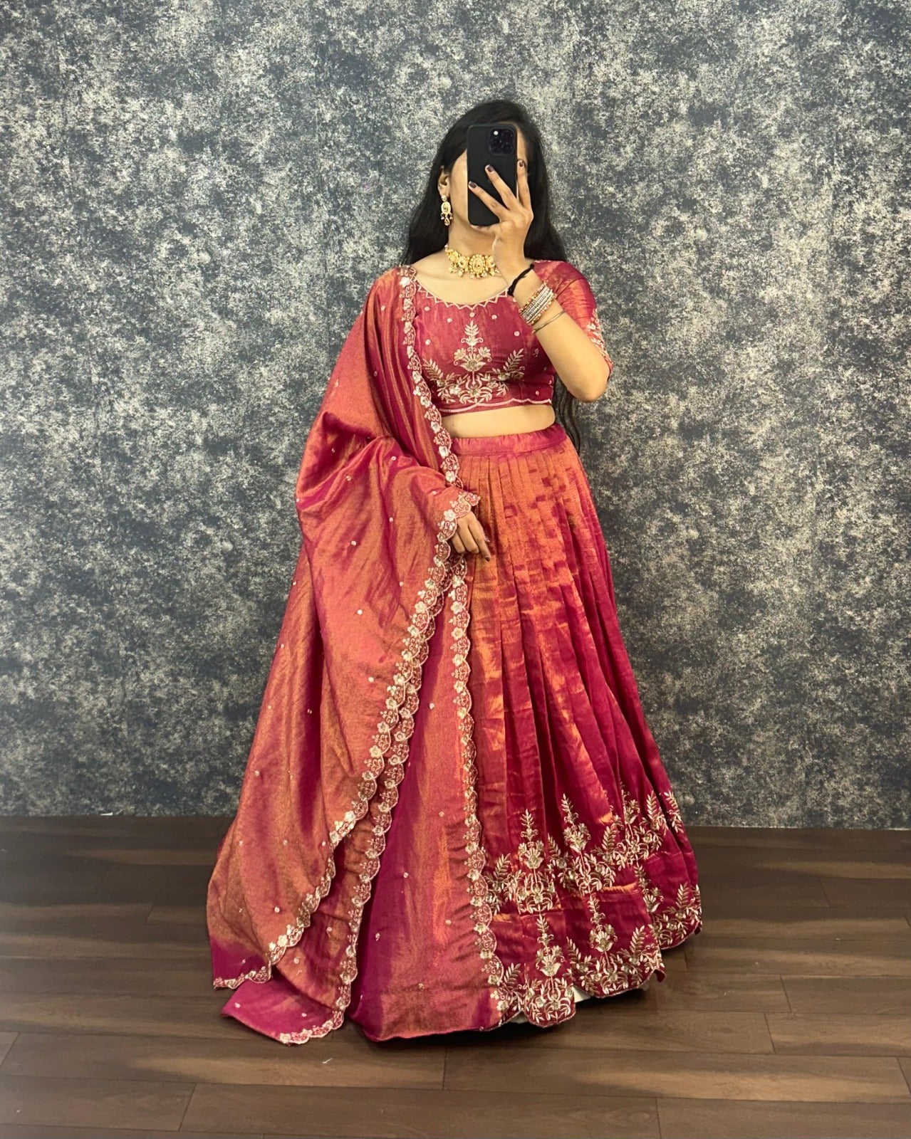 Rani Pink Embroidered Silk Lehenga Choli with Sequin Work Dupatta