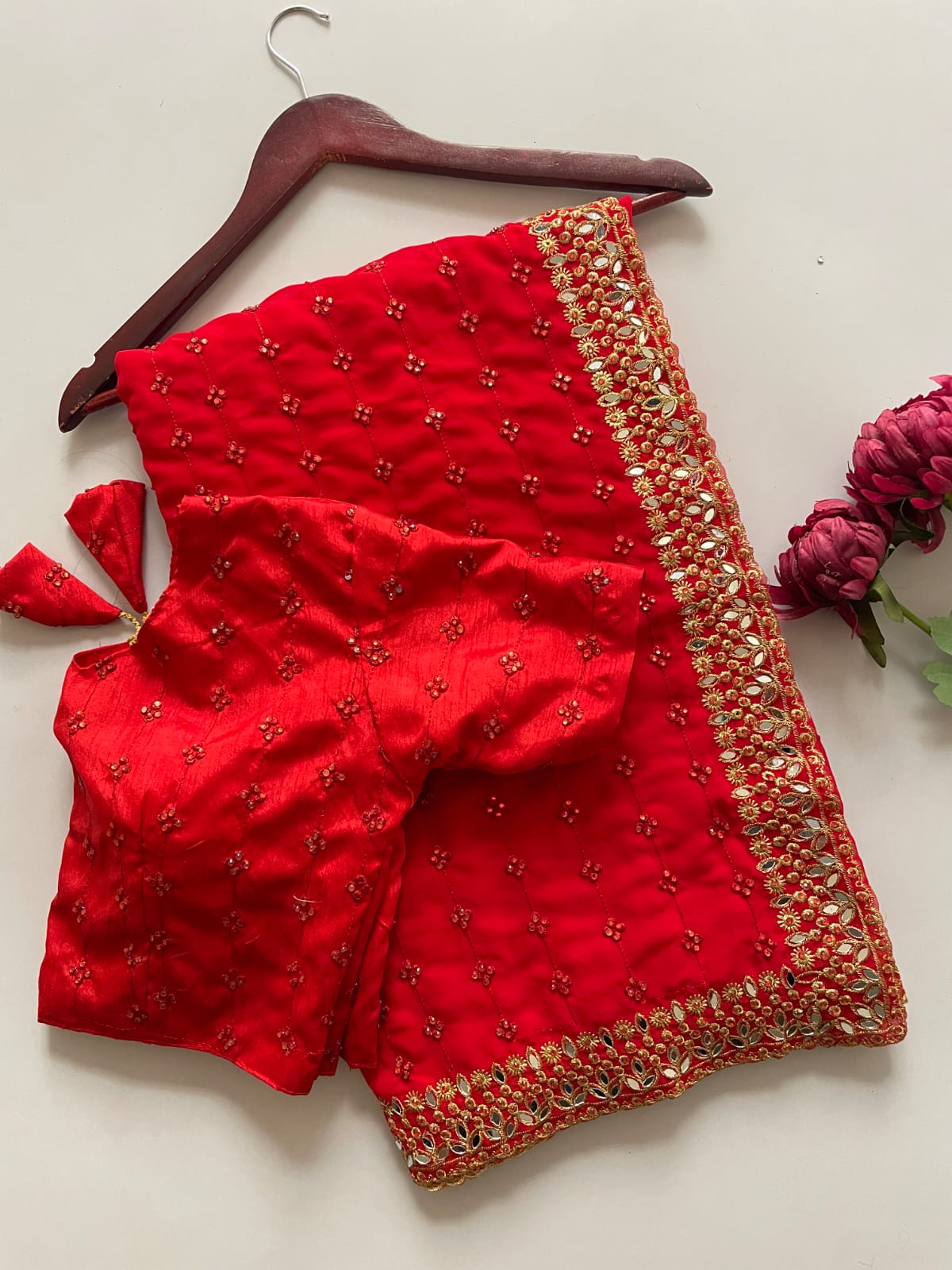 Designer Embellished Saree with Matching Blouse