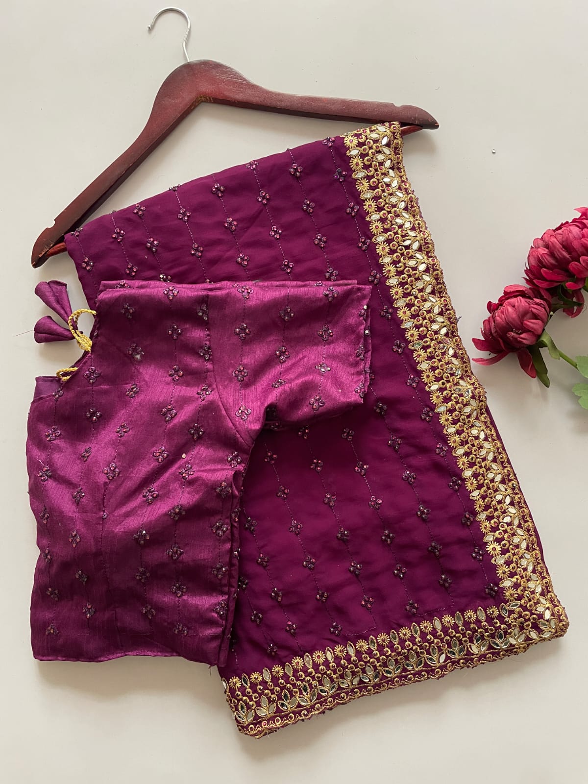 Designer Embellished Saree with Matching Blouse