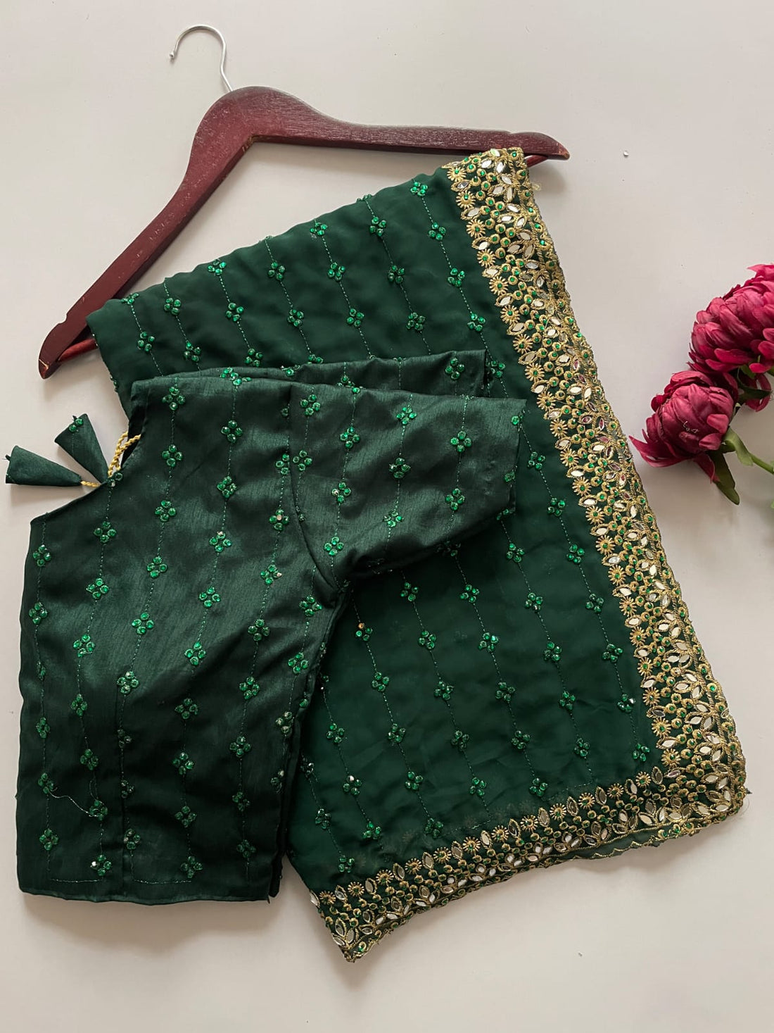 Designer Embellished Saree with Matching Blouse