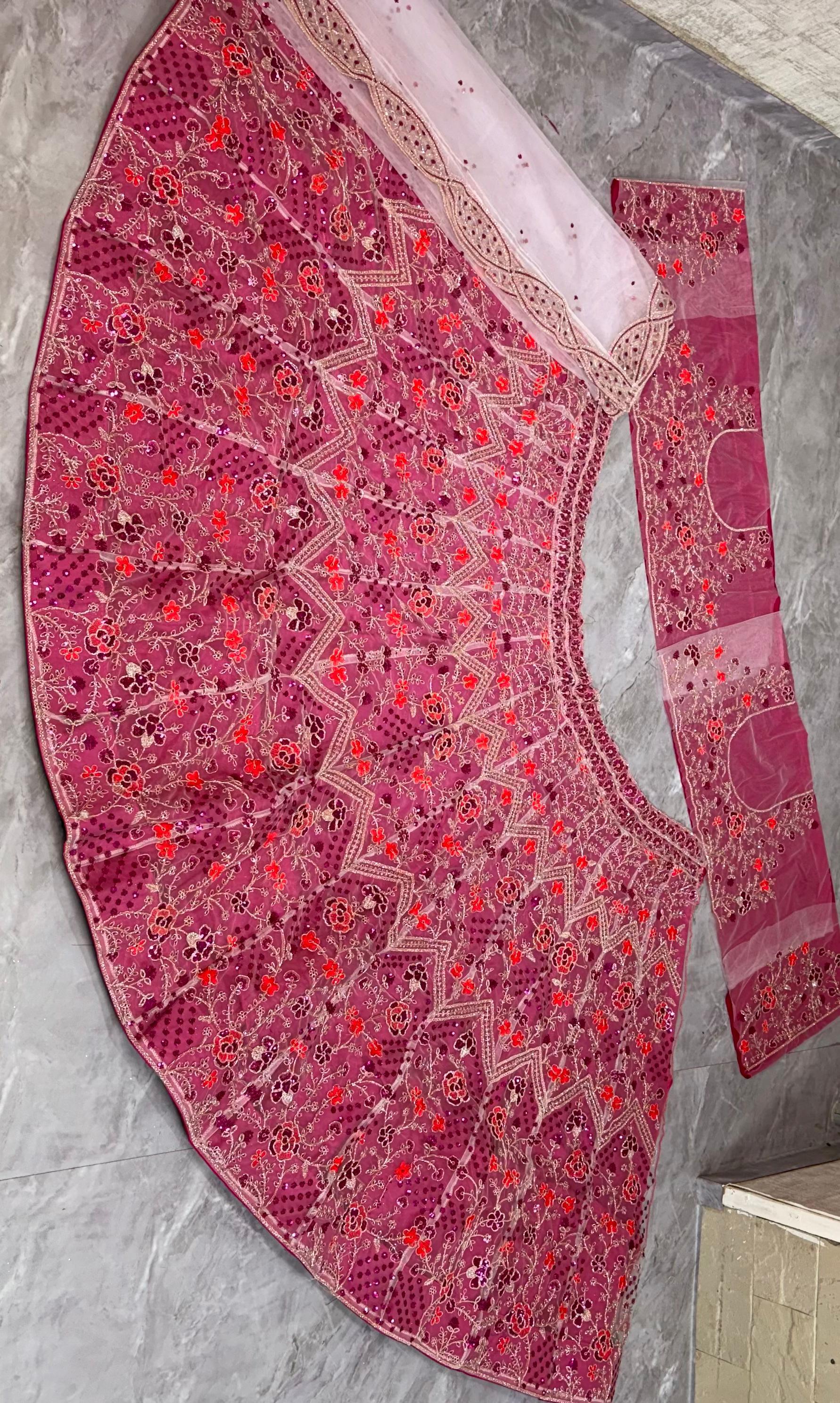 Premium 3.5 Meter Flared Butterfly Net Lehenga Set with Sequins Embroidery