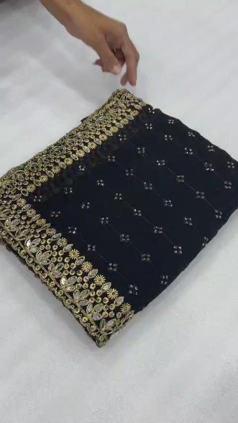 Designer Embellished Saree with Matching Blouse