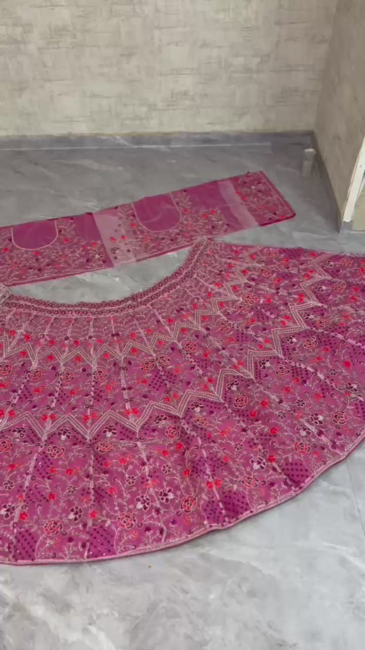 Premium 3.5 Meter Flared Butterfly Net Lehenga Set with Sequins Embroidery