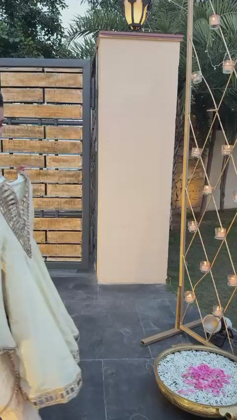 Designer Chinon Silk Mirror Work Suit Set with Dupatta & Palazzo