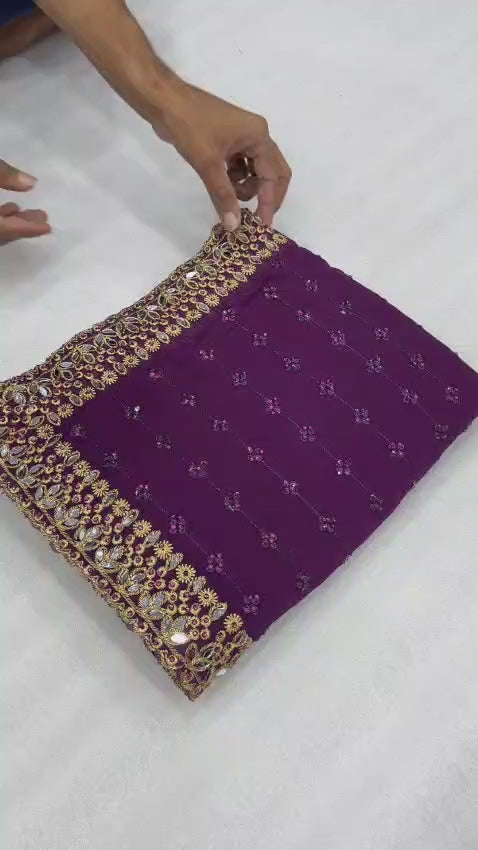 Designer Embellished Saree with Matching Blouse